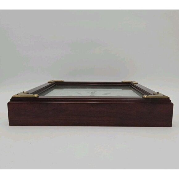 Ethan Allen Wooden Clock Brass Accents Roman Numerals Quartz Made In USA - Picture 12 of 16